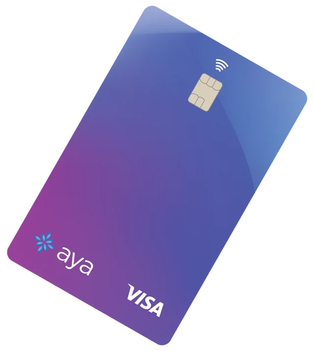 Aya prepaid Visa card for eligible health and wellness purchases.